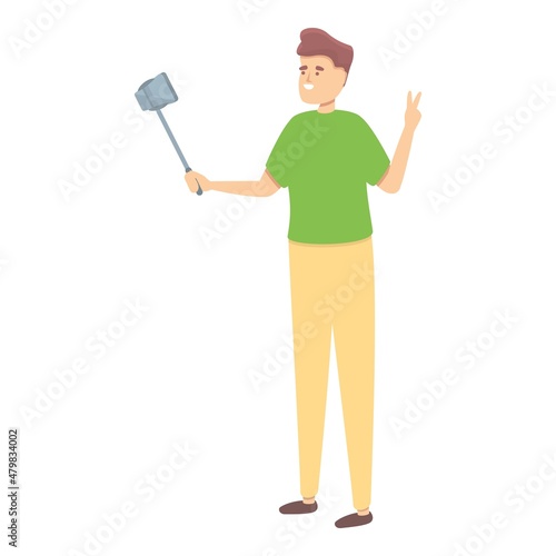 Tourist vlogger icon cartoon vector. Social show. Live stream