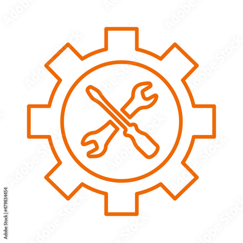 Development, background, process, repair, setting outline icon. Line art sketch.