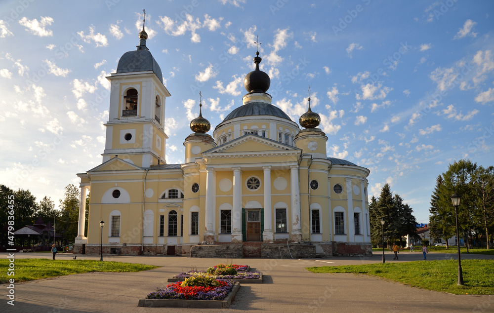 Assumption Cathedral early 19th century in summer, Myshkin, Yaroslavl region, Russia