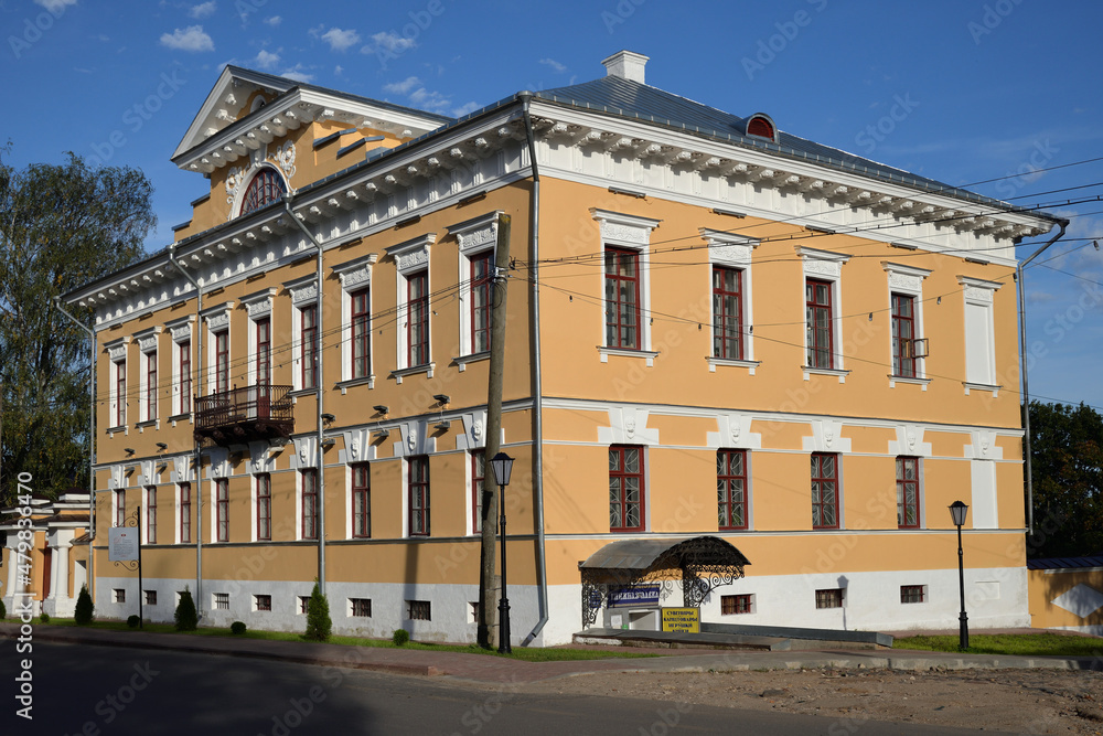  Estate of Timofey Vasilievich Chistov, classical merchant's estate of 19th century on Nikolskaya street, Myshkin, Yaroslavl region, Russia