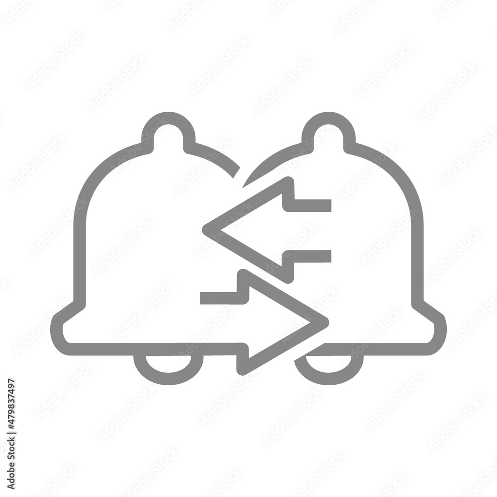 Notification bell exchange line icon. Inbox message, message notification symbol