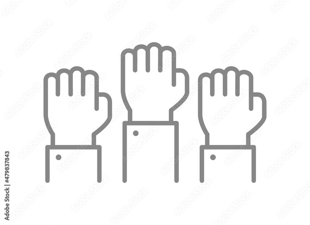 Human fists raised line icon. Teamwork, cooperation symbol Human fists raised line icon. Teamwork, cooperation symbol