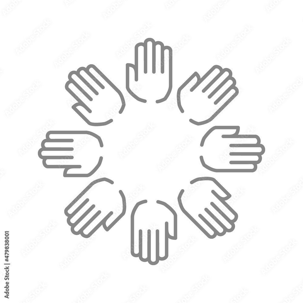 Unity line icon. Cooperate, teamwork, support symbol Unity line icon. Cooperate, teamwork, support symbol