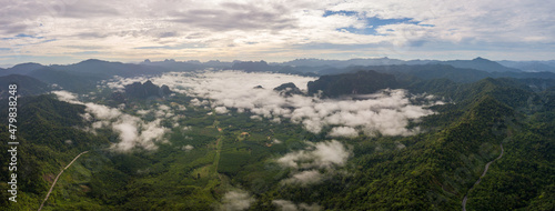 Khao Sok National Park close to Khao Lak Thailand Aerial view with drone