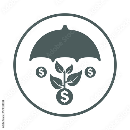 Fund, protection, insurance, premium, safety icon. Gray vector sketch.