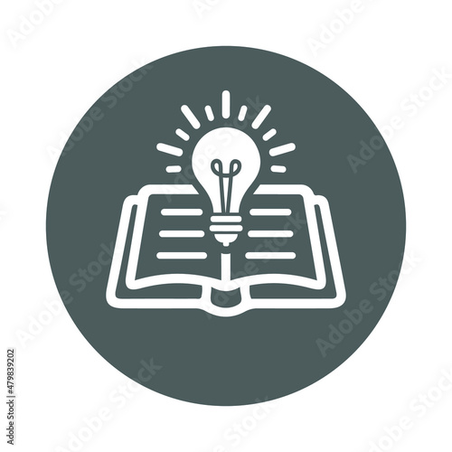 Knowledge, awareness, information, read book icon. Gray vector sketch.