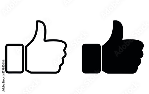 Thumb up vector logo icon. Like symbol, affirmative. Simple vector isolated on a white background. Editable Stroke