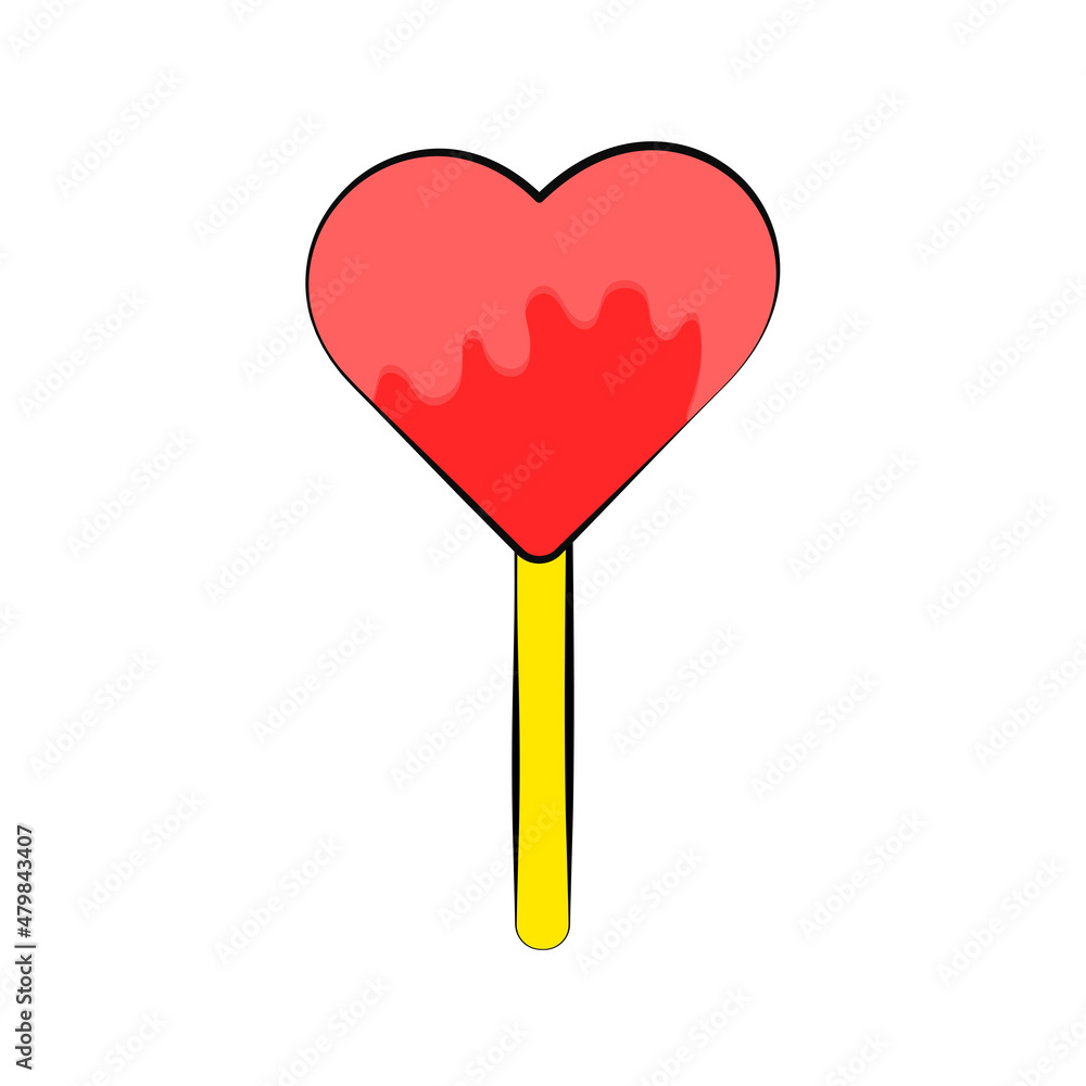 heart shaped ice cream stick sticker groove style