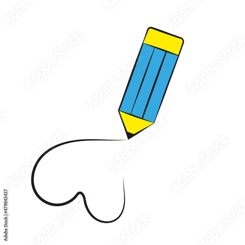 pencil drawing heart sticker in groove style declaration of love
