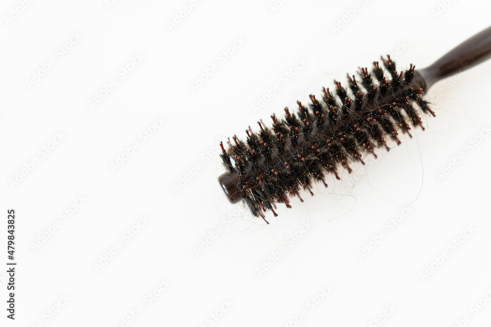 Hair loss in comb, daily serious hair loss problem, on white background. The concept of health and self-care. Hair loss in comb, daily serious hair loss problem, on white background. The concept of health and self-care.
