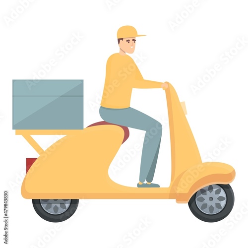 Courier motorbike icon cartoon vector. Scooter delivery. Food bike