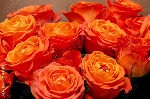 top view of a bouquet of orange roses (clarence) © V