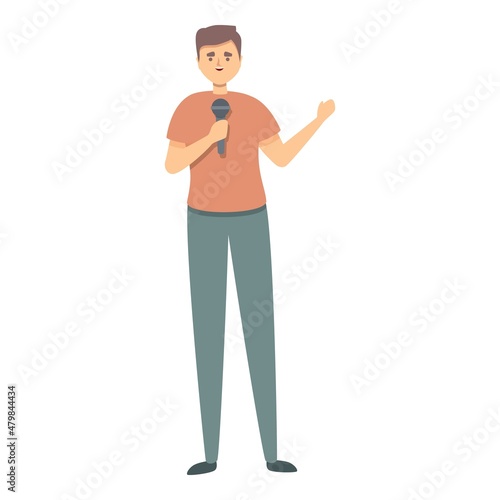 Motivational speaker icon cartoon vector. Business person. Adult presenter
