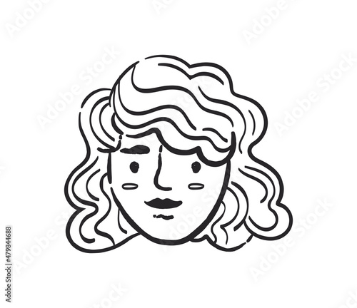 Doodle wawy hair woman