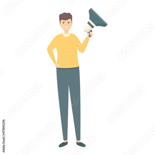 Microphone speaker icon cartoon vector. Business person. Adult presenter