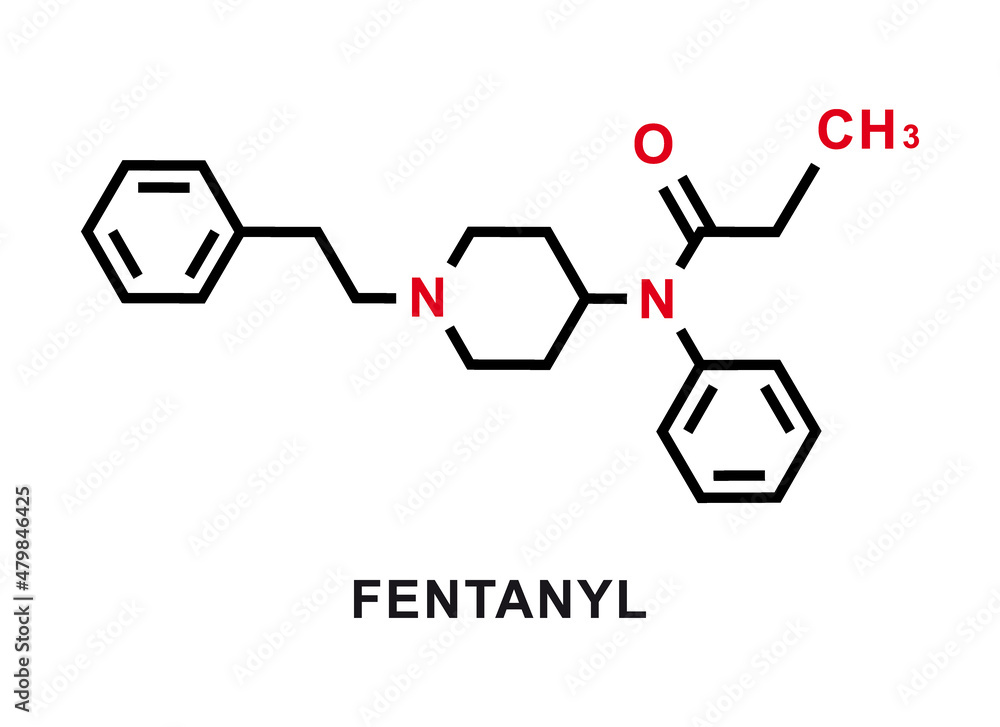 Fentanyl chemical formula. Fentanyl chemical molecular structure. Vector illustration Fentanyl chemical formula. Fentanyl chemical molecular structure. Vector illustration