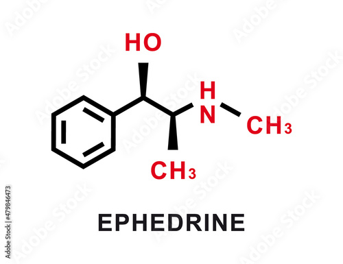 Ephedrine chemical formula. Ephedrine chemical molecular structure. Vector illustration