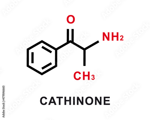 Cathinone chemical formula. Cathinone chemical molecular structure. Vector illustration