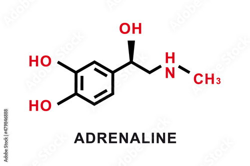 Adrenaline chemical formula. Adrenaline chemical molecular structure. Vector illustration