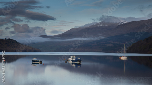 View of Ben Lowers from Kenmore beach on Loch Tay in Scotland