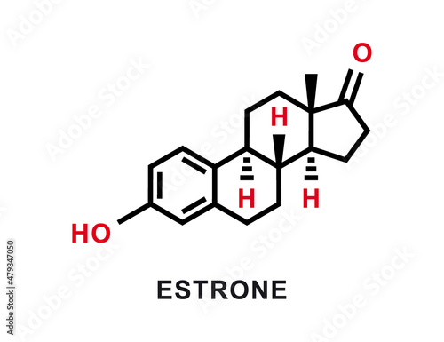 Estrone chemical formula. Estrone chemical molecular structure. Vector illustration photo