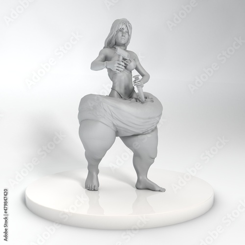 Εκτύπωση καμβά 3D illustration of fat woman sculpting herself into a skinny woman