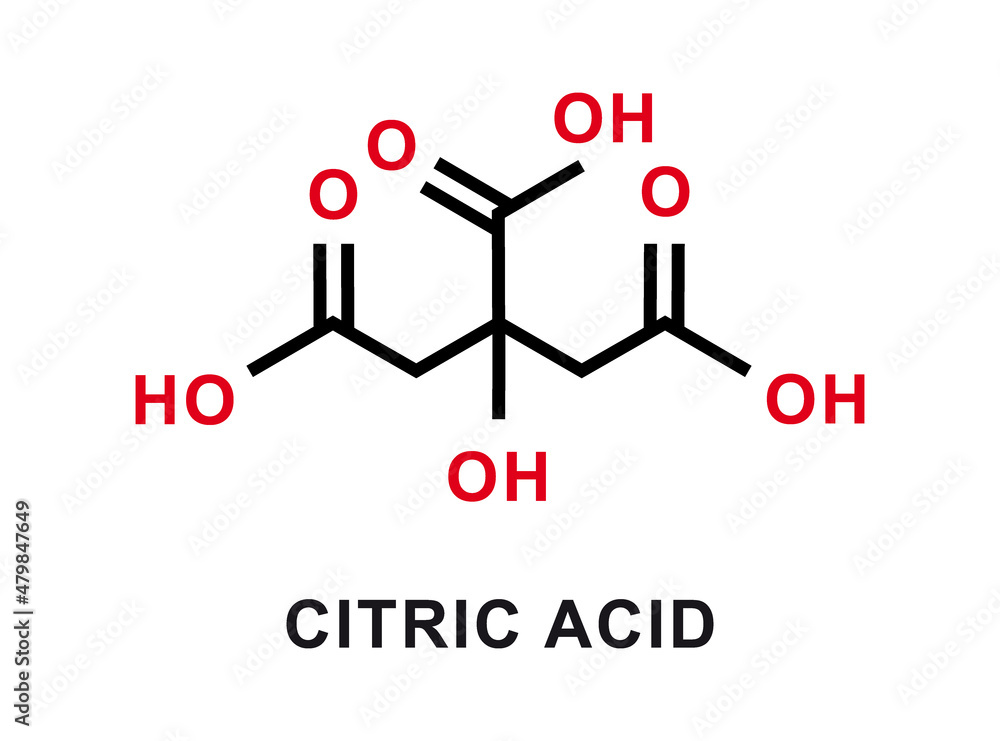 Citric acid chemical formula. Citric acid chemical molecular structure