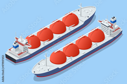 Isometric LNG carrier, an LNG carrier is a tank ship designed for transporting liquefied natural gas Import or export gas with tanker ship transportation.