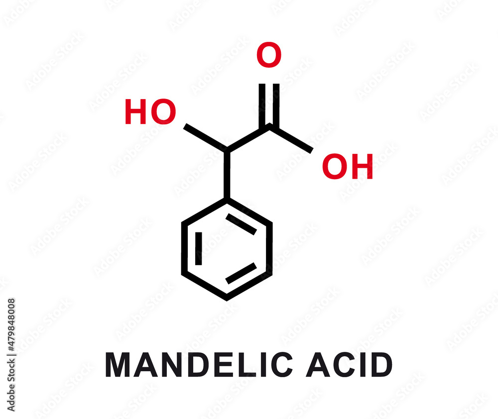 Mandelic acid chemical formula. Mandelic acid chemical molecular structure. Vector illustration Mandelic acid chemical formula. Mandelic acid chemical molecular structure. Vector illustration