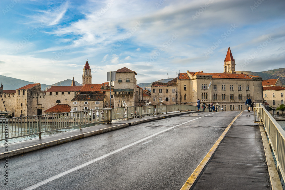 Ciovski bridge and old town of Trogir. Croatia