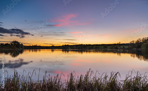 Fototapeta Naklejka Na Ścianę i Meble -  Willen lake at sunset in Milton Keynes. England