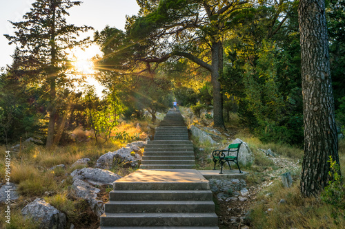 Stairs path in Marjan Park. Split. Croatia photo