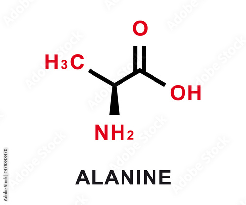 Alanine chemical formula. Alanine chemical molecular structure. Vector illustration photo