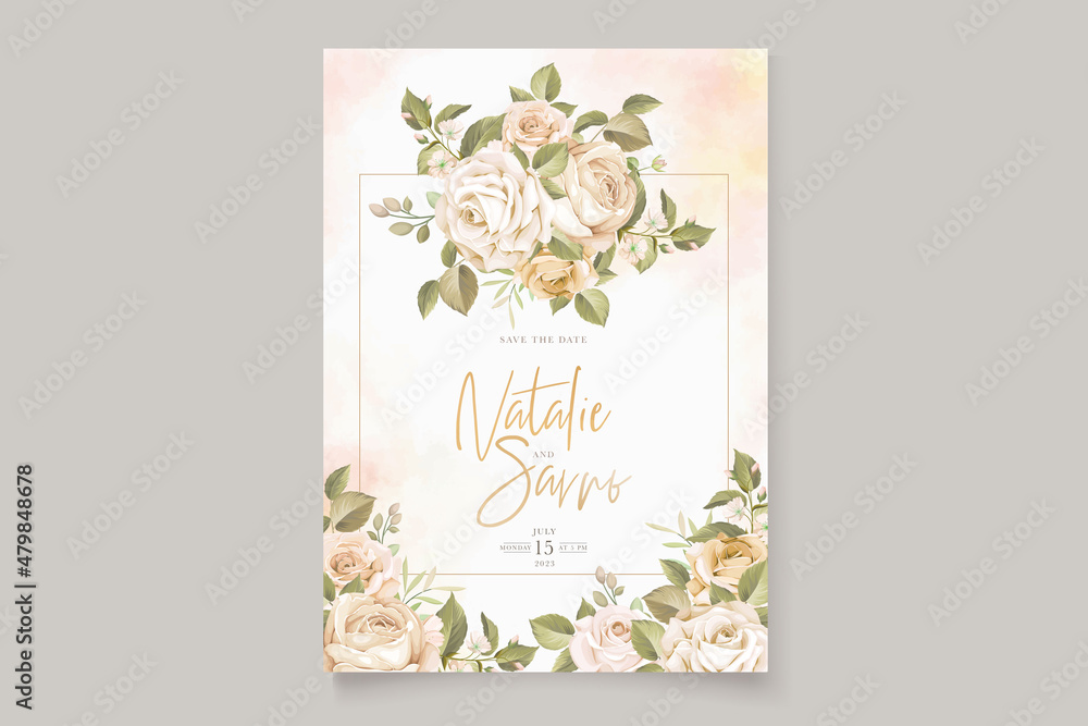 hand drawn roses peony and wedding invitation card set hand drawn roses peony and wedding invitation card set