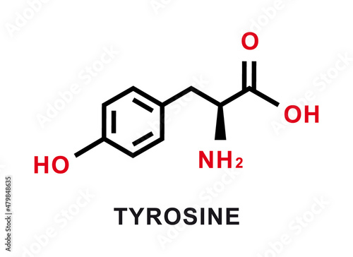 Tyrosine chemical formula. Tyrosine chemical molecular structure. Vector illustration