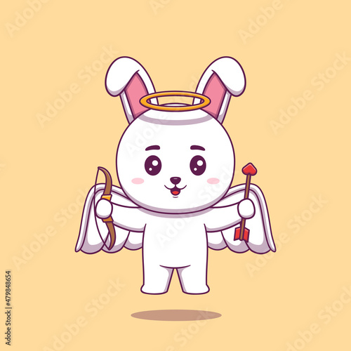 Cute cupid rabbit with bow and arrow © noriweuhcs