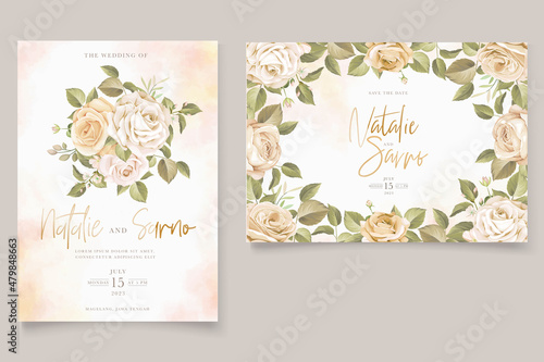 hand drawn roses peony and  wedding invitation card set © lukasdedi