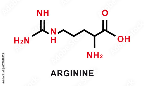 Arginine chemical formula. Arginine chemical molecular structure. Vector illustration