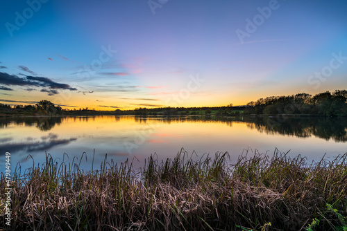 Willen lake at sunset in Milton Keynes. England