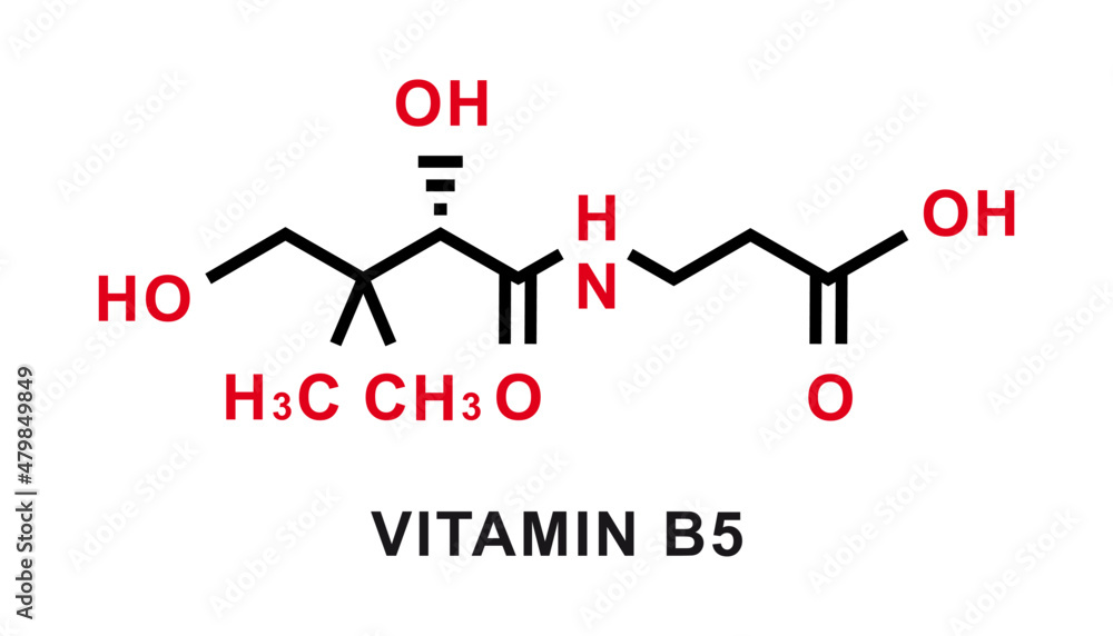 Vitamin B5 chemical formula. Vitamin B5 chemical molecular structure