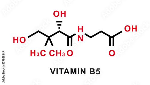 Vitamin B5 chemical formula. Vitamin B5 chemical molecular structure. Vector illustration