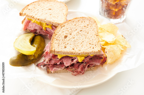 From Above: Smoked Meat - Pastrami, Corned Beef - Sandwich