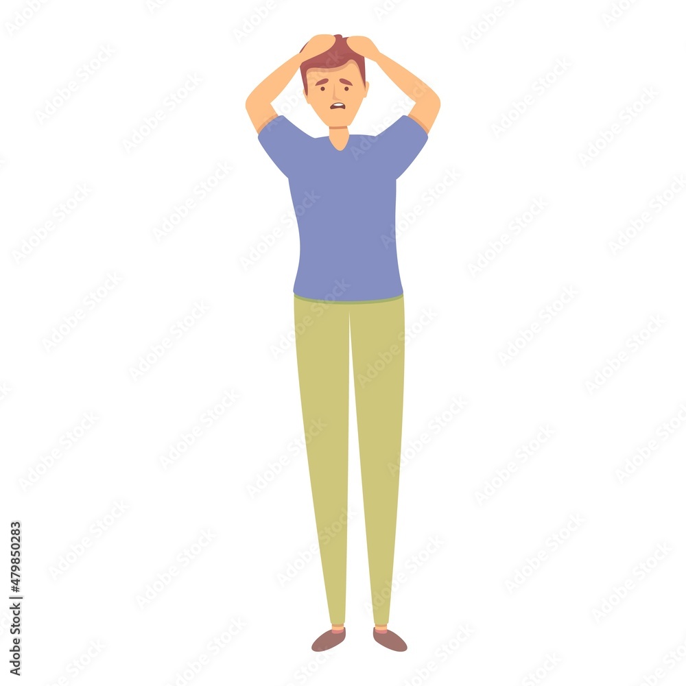 Man stress icon cartoon vector. Panic attack. Mental disorder Man stress icon cartoon vector. Panic attack. Mental disorder