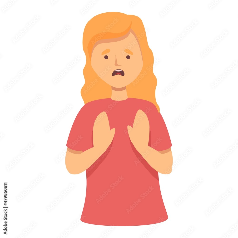 Woman phobia icon cartoon vector. Panic attack. Mental stress Woman phobia icon cartoon vector. Panic attack. Mental stress