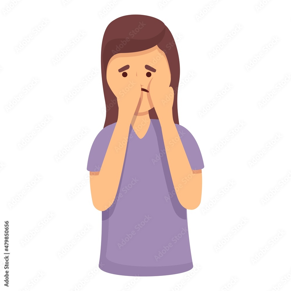 Woman crying icon cartoon vector. Panic stress. Anxiety attack Woman crying icon cartoon vector. Panic stress. Anxiety attack
