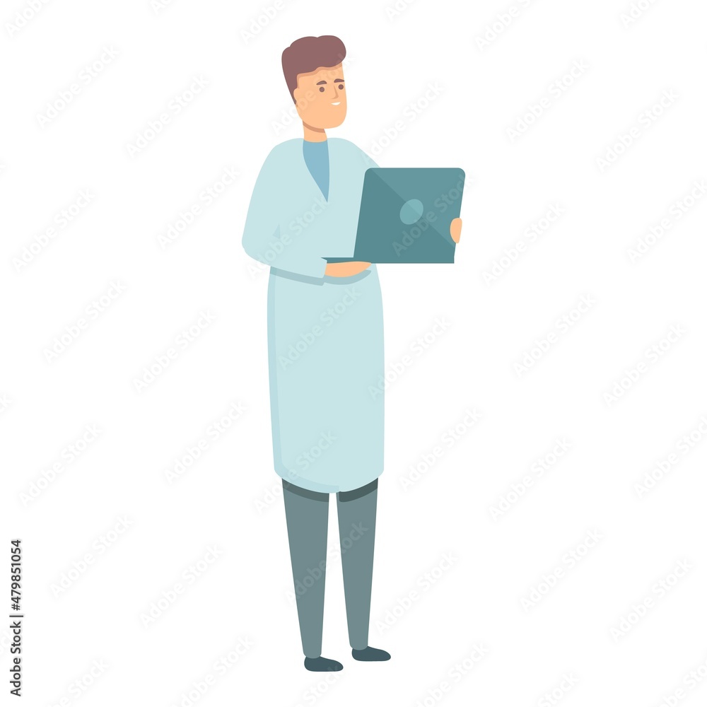 Scientist laptop icon cartoon vector. Medical laboratory. Chemistry test Scientist laptop icon cartoon vector. Medical laboratory. Chemistry test