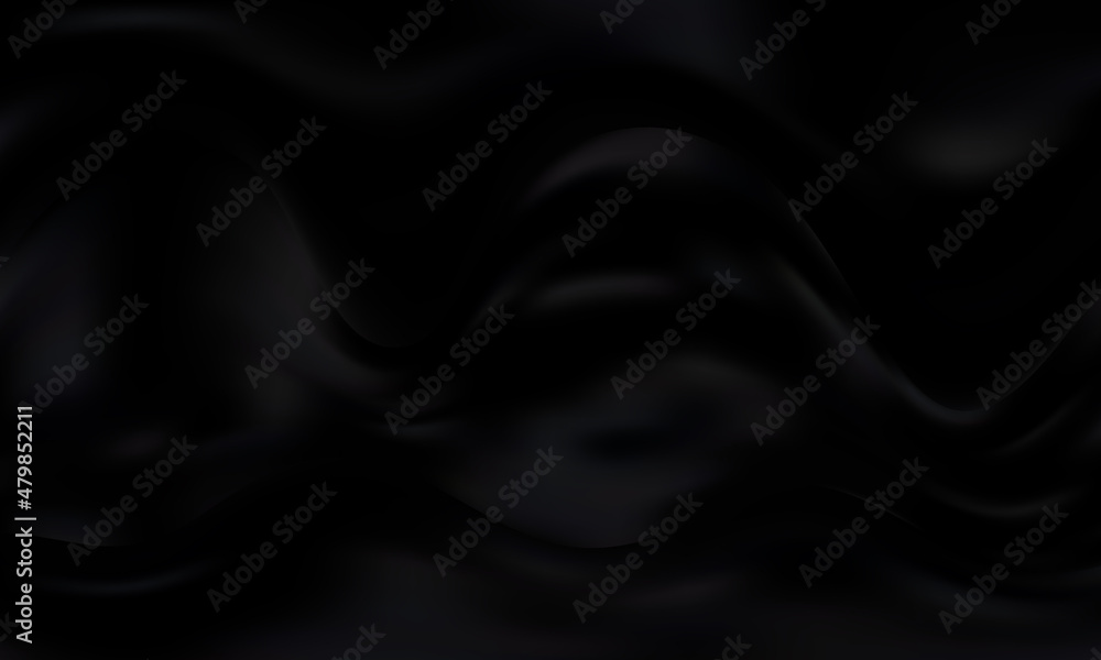 Fototapeta premium Abstract vector background luxury black cloth or liquid wave or wavy folds of grunge silk texture satin velvet material.