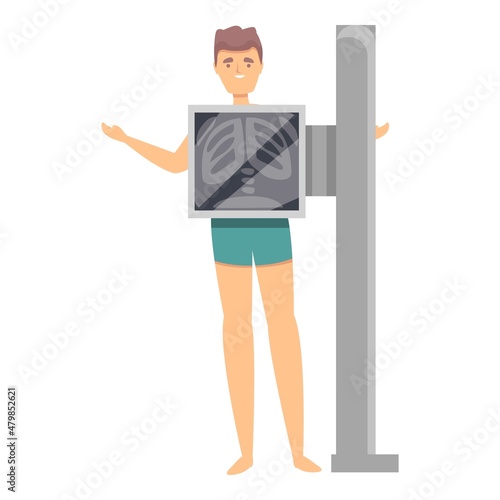 Boy chest scan icon cartoon vector. Radiology doctor. Medical machine