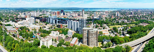 Photos Aerial panorama scene of Hamilton, Ontario, Canada downtown in late summer