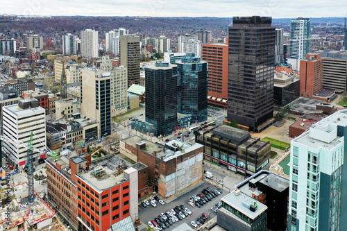 Aerial view of Hamilton, Ontario, Canada downtown in late autumn photo
